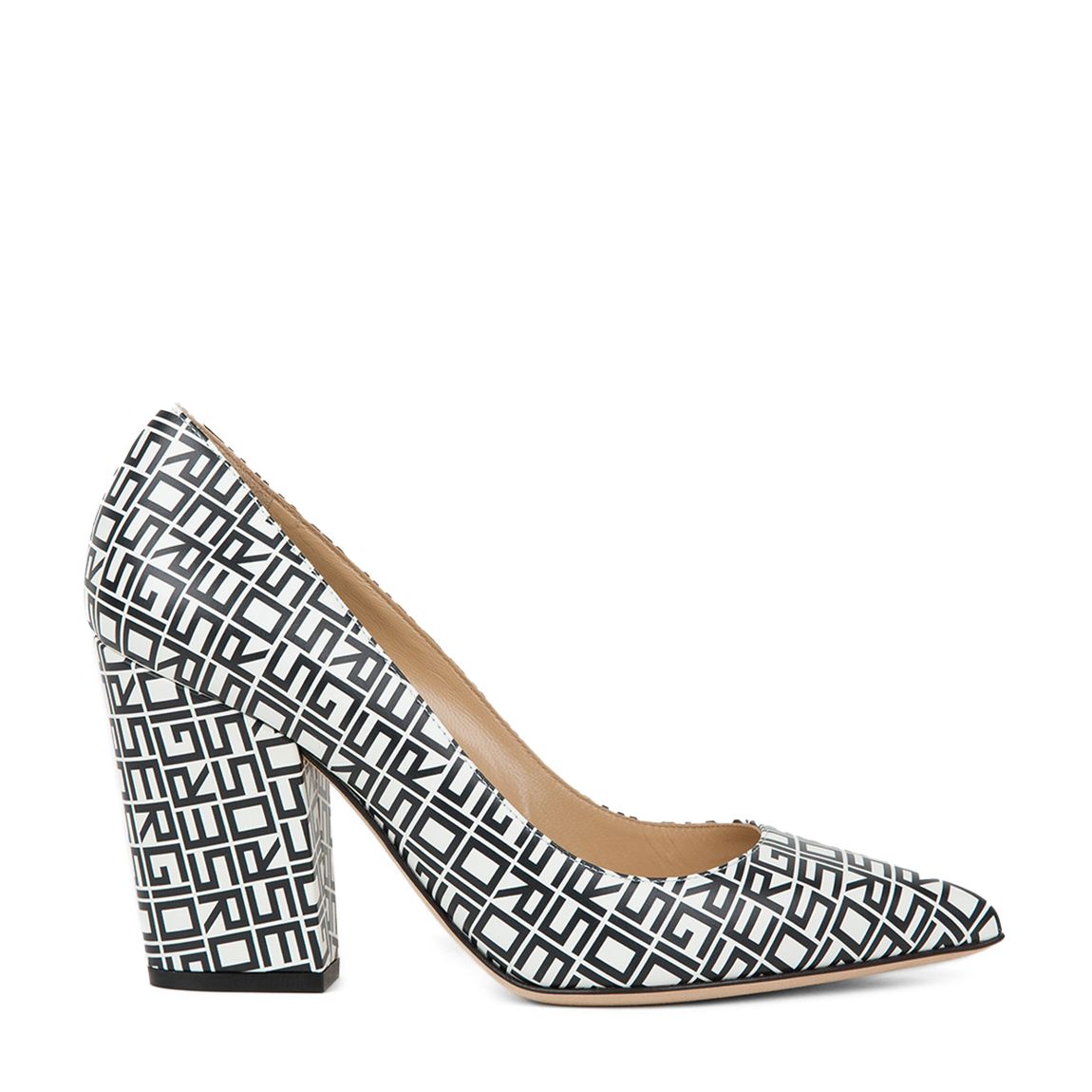Black/White Logo Monogram Heeled Pumps main product photo