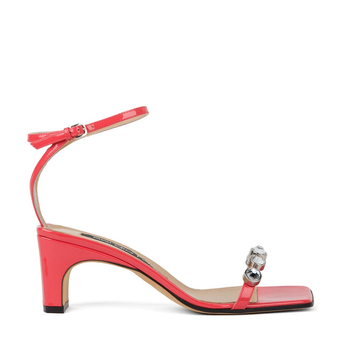 Coral Bejweeled Kitten Heeled Sandals main product photo