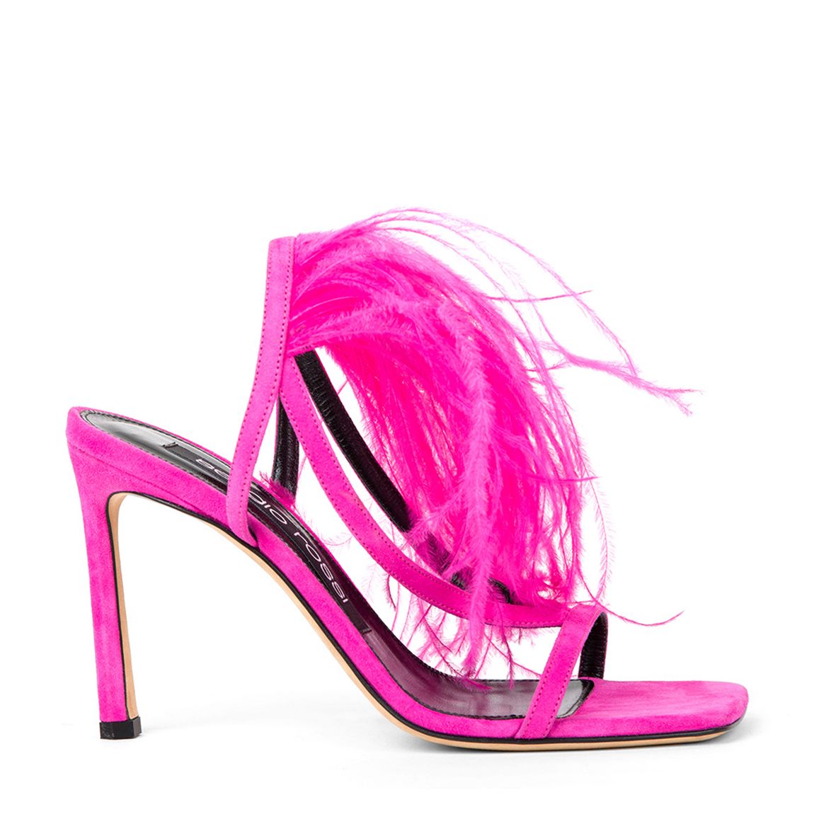 Fuchsia Feather Detailed Heeled Sandals main product photo