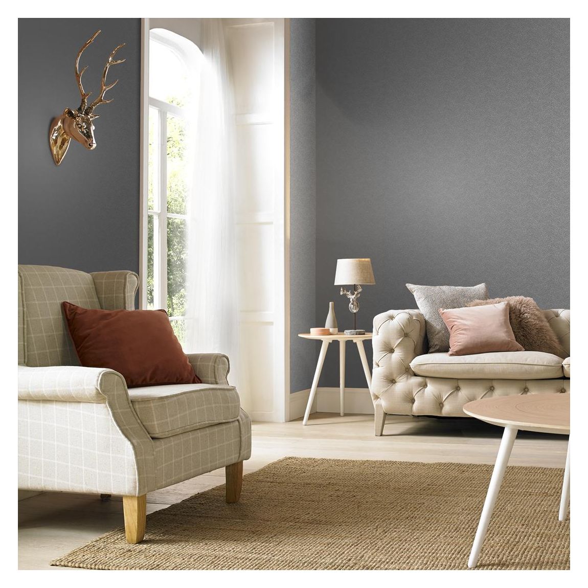 Graham & Brown Chevron Texture Silver Wallpaper main product photo
