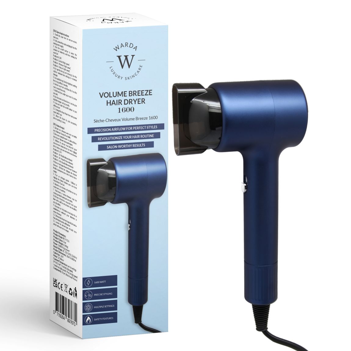 Warda Volume Breeze Hair Dryer 1600w main product photo