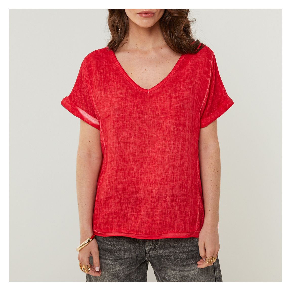 Scarlet Relaxed Linen Tee main product photo