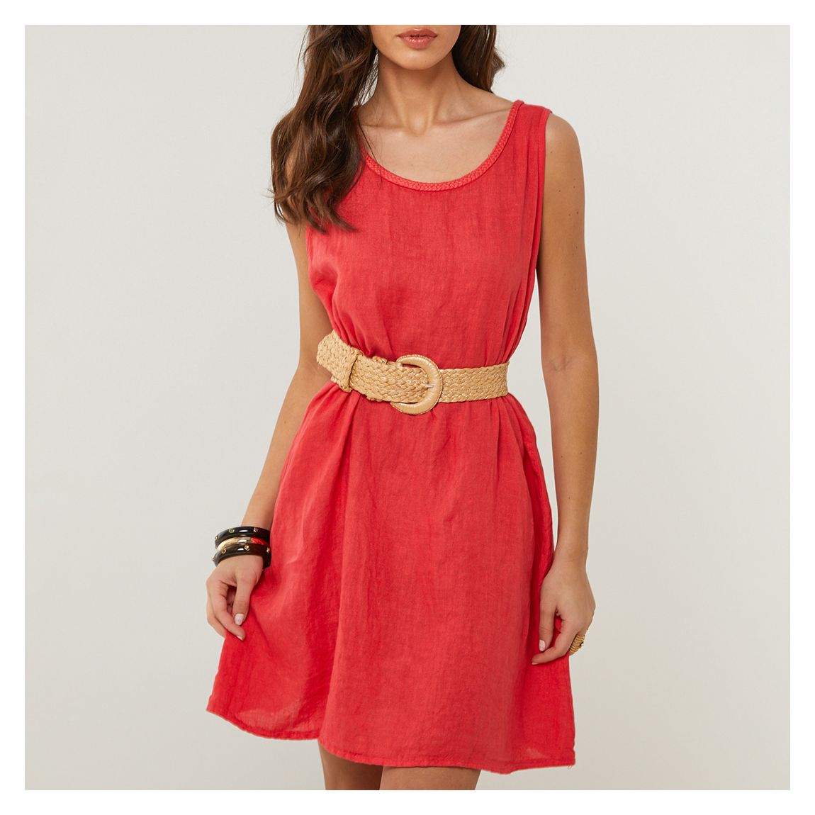 Scarlet Scoop Linen Mini Dress main product photo