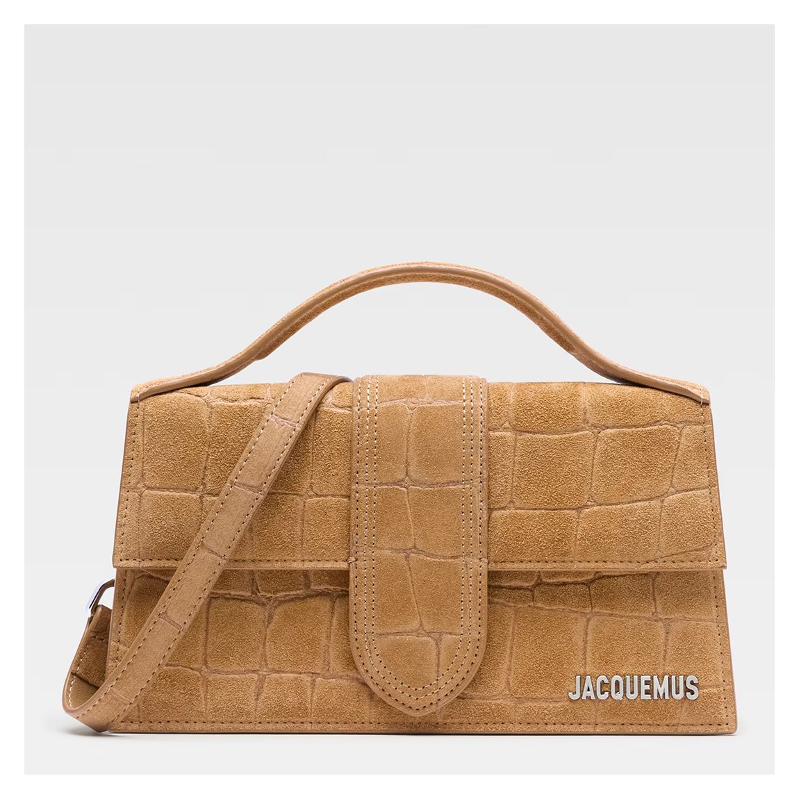 Croco Camel Jacquemus The Large Bambino Crossbody Flap Bag main product photo