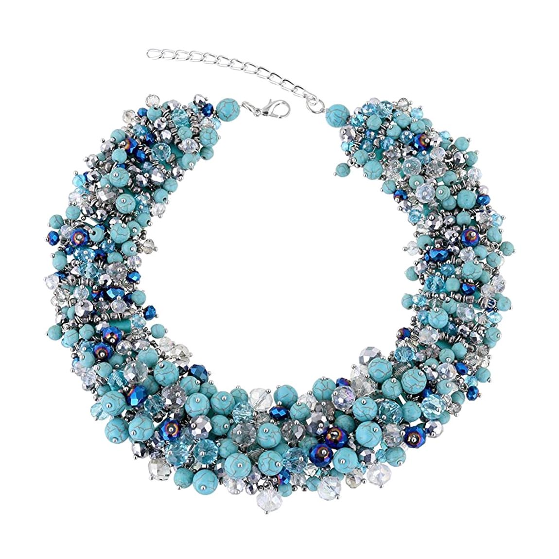 18K White Gold Turquoise Statement Necklace main product photo