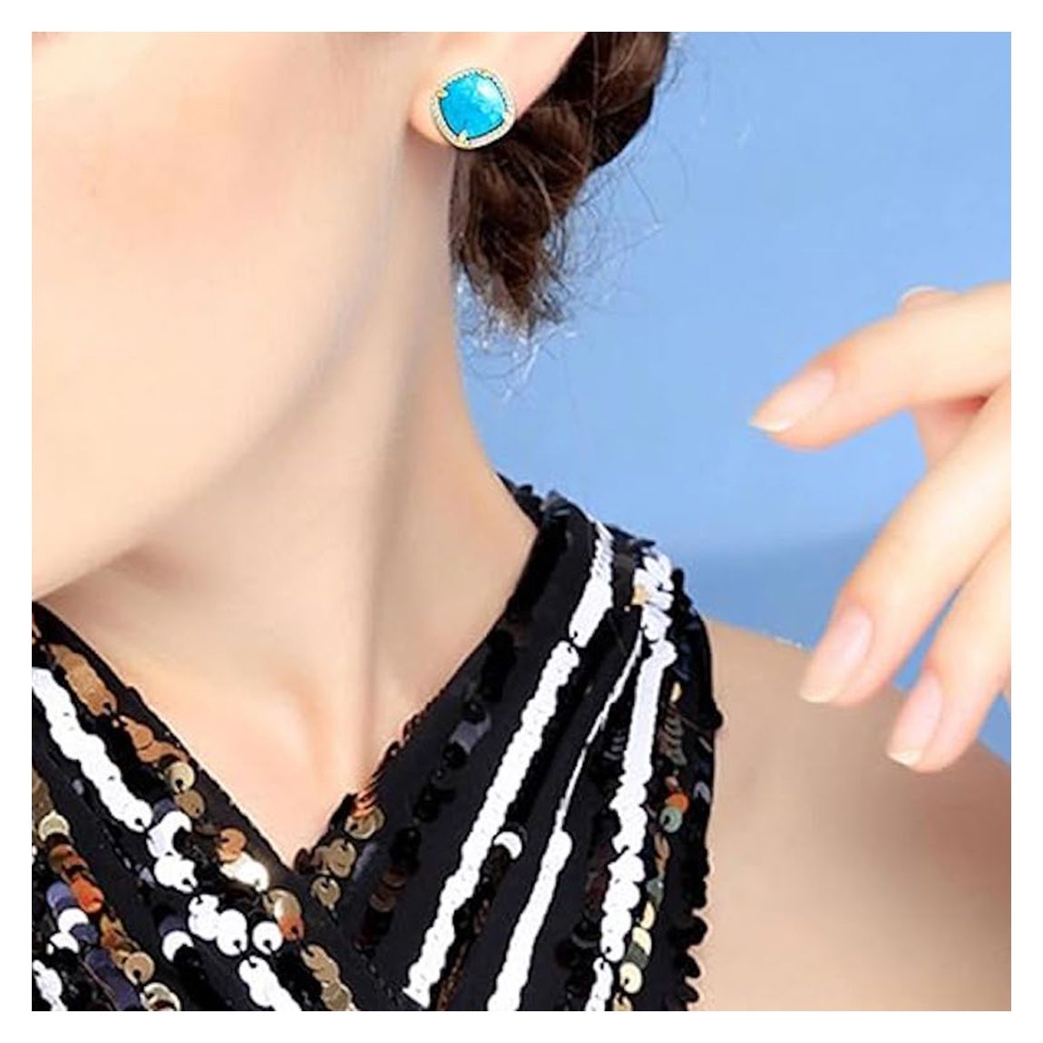 18K Gold Turquoise Cushion Shape Post Earrings main product photo