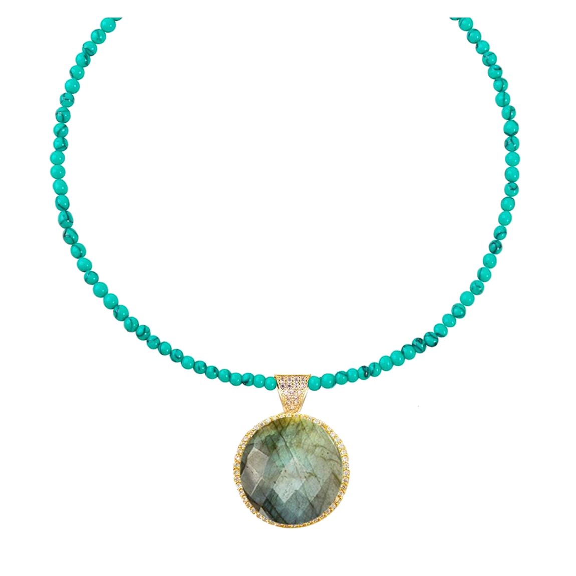 18K Gold Turquoise & Labradorite Glam Necklace main product photo