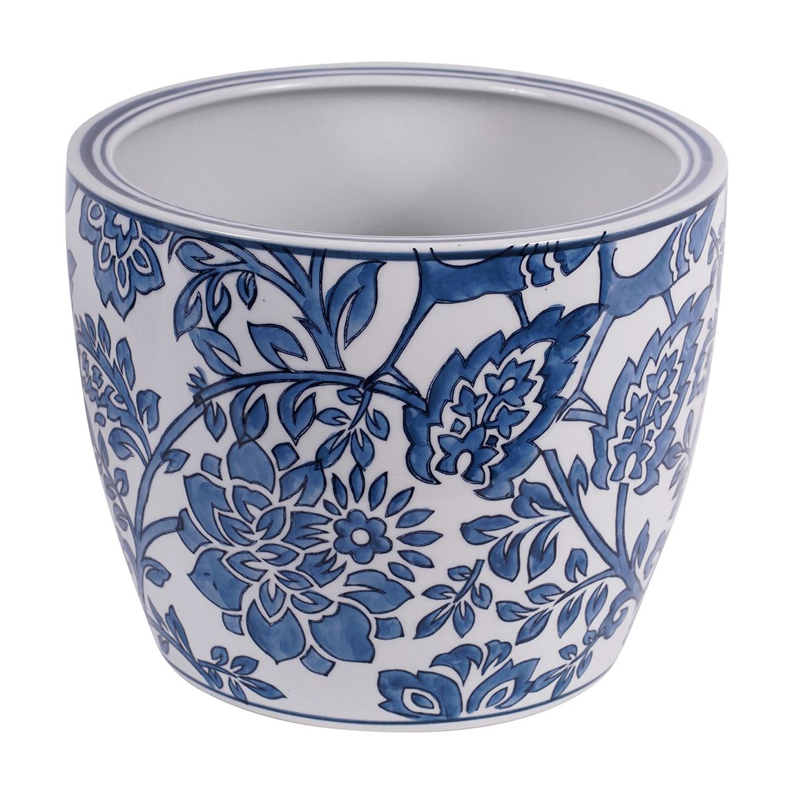 Laura Ashley Blue & White Adain Porcelain Planter, Medium main product photo