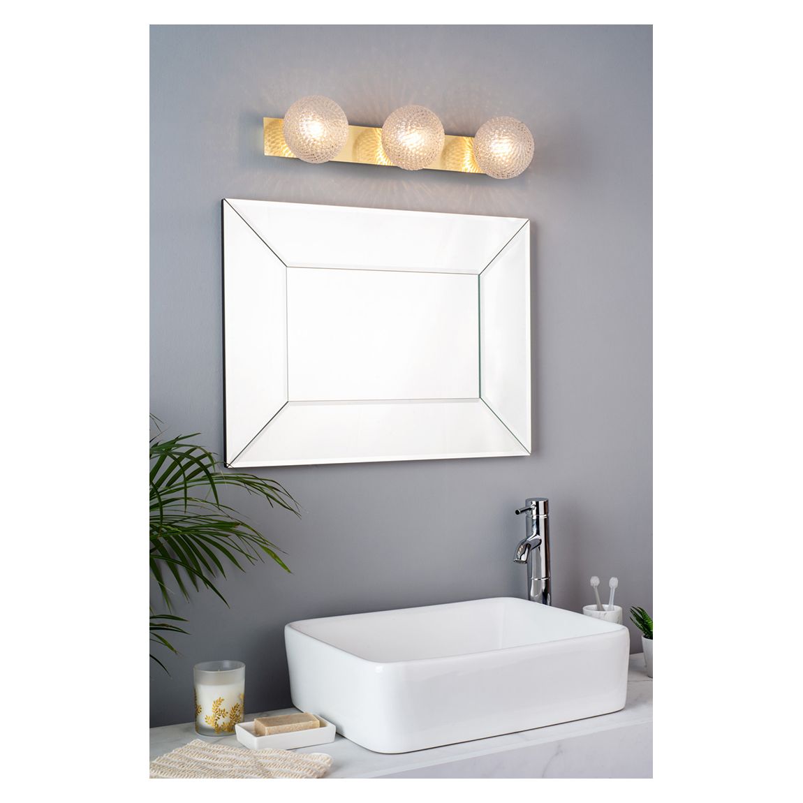 Prague Bathroom 3 Light Wall Satin Brass main product photo