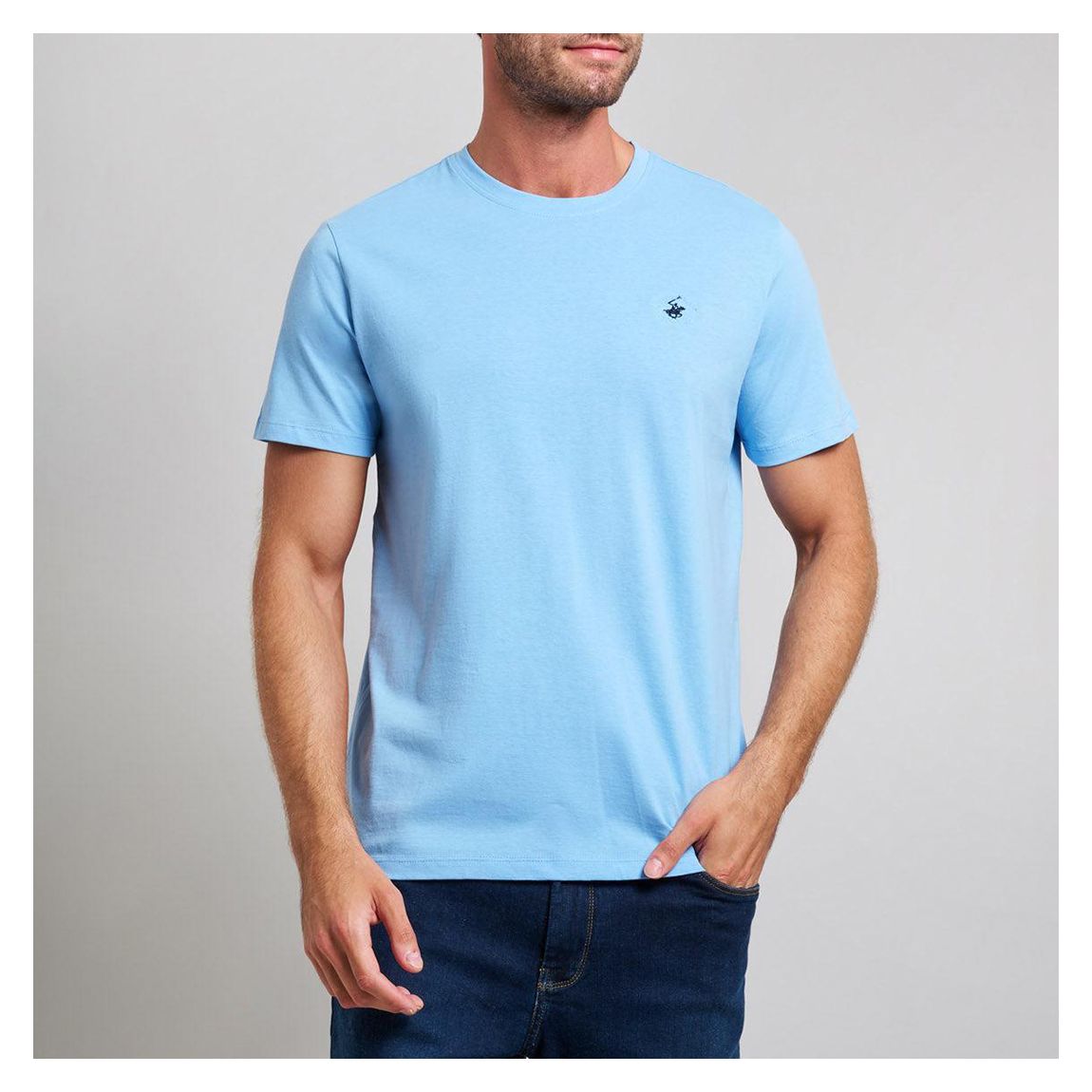 Light Blue Crew Neck Cotton T-Shirt main product photo