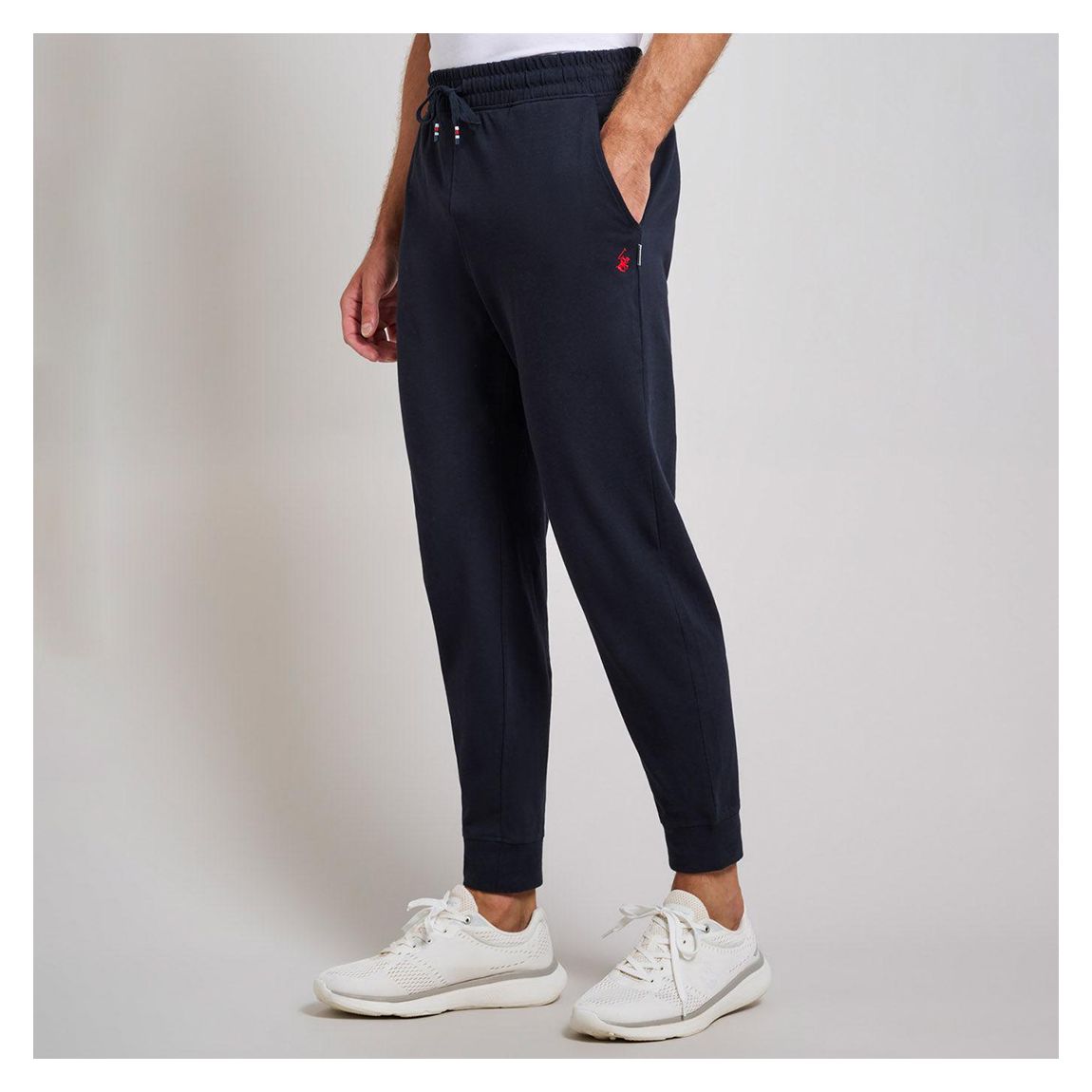 Navy Drawstring Cotton Blend Joggers main product photo