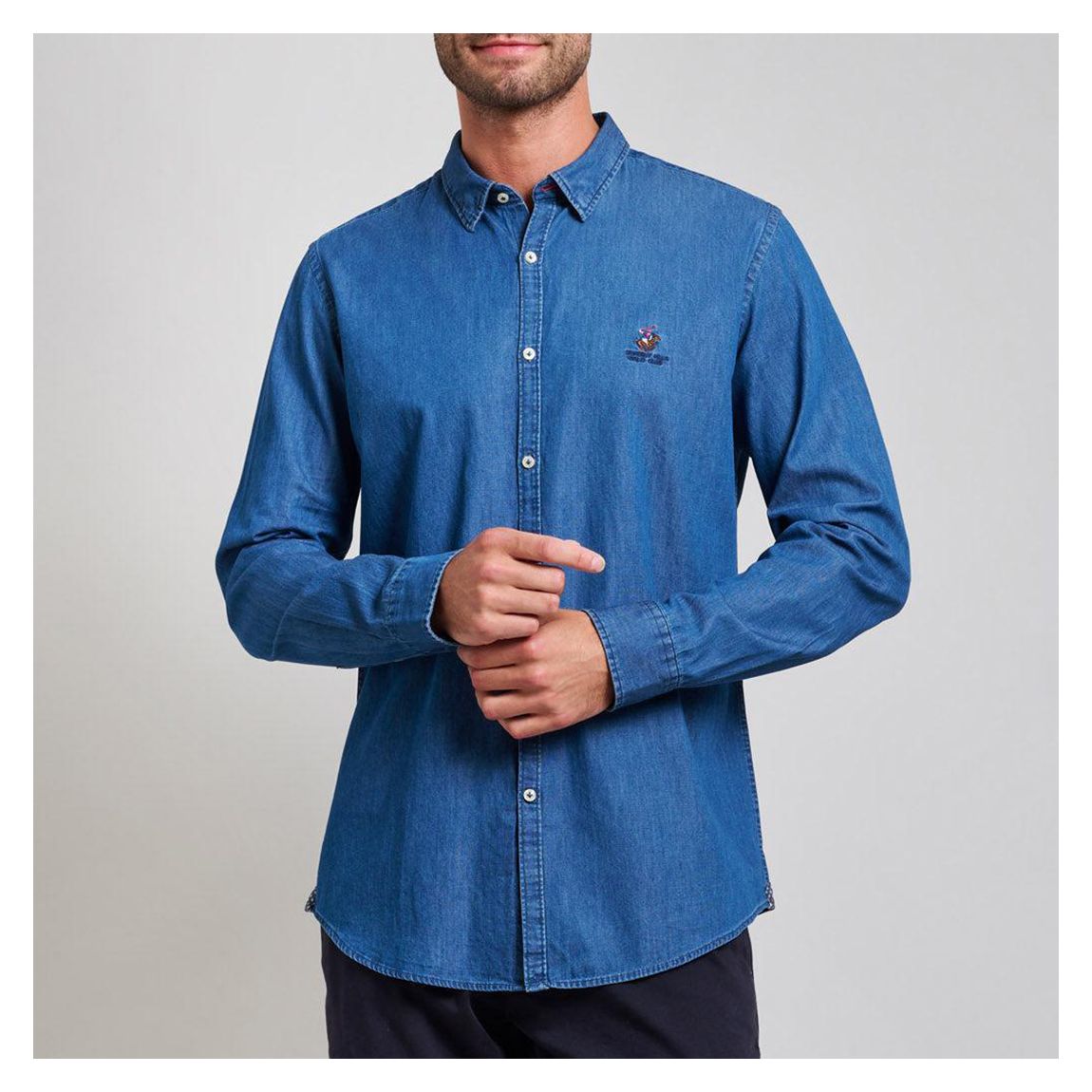 Washed Blue Denim Oxford Cotton Shirt main product photo