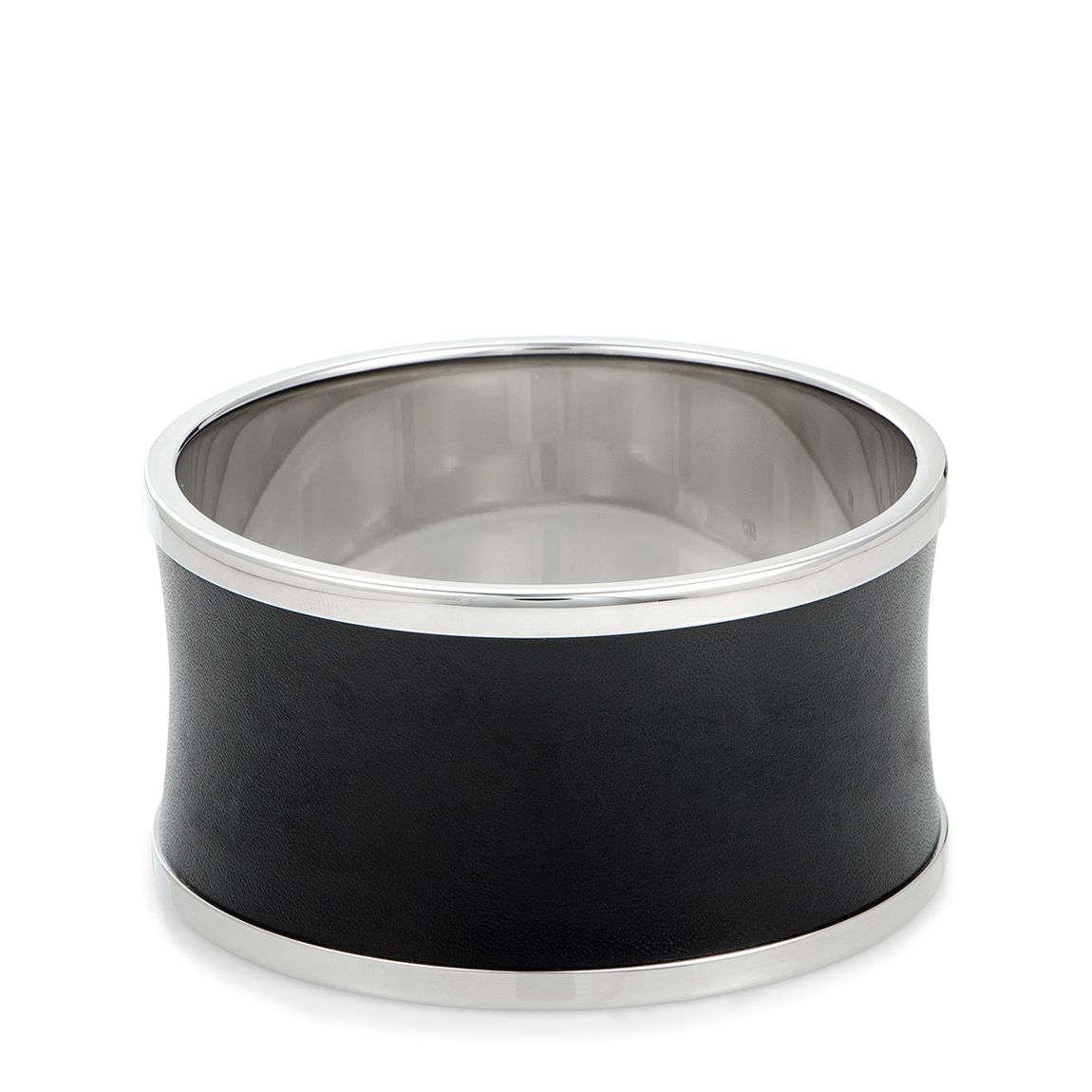 Calvin Klein Stainless Steel and Black Pleather Bangle Bracelet main product photo