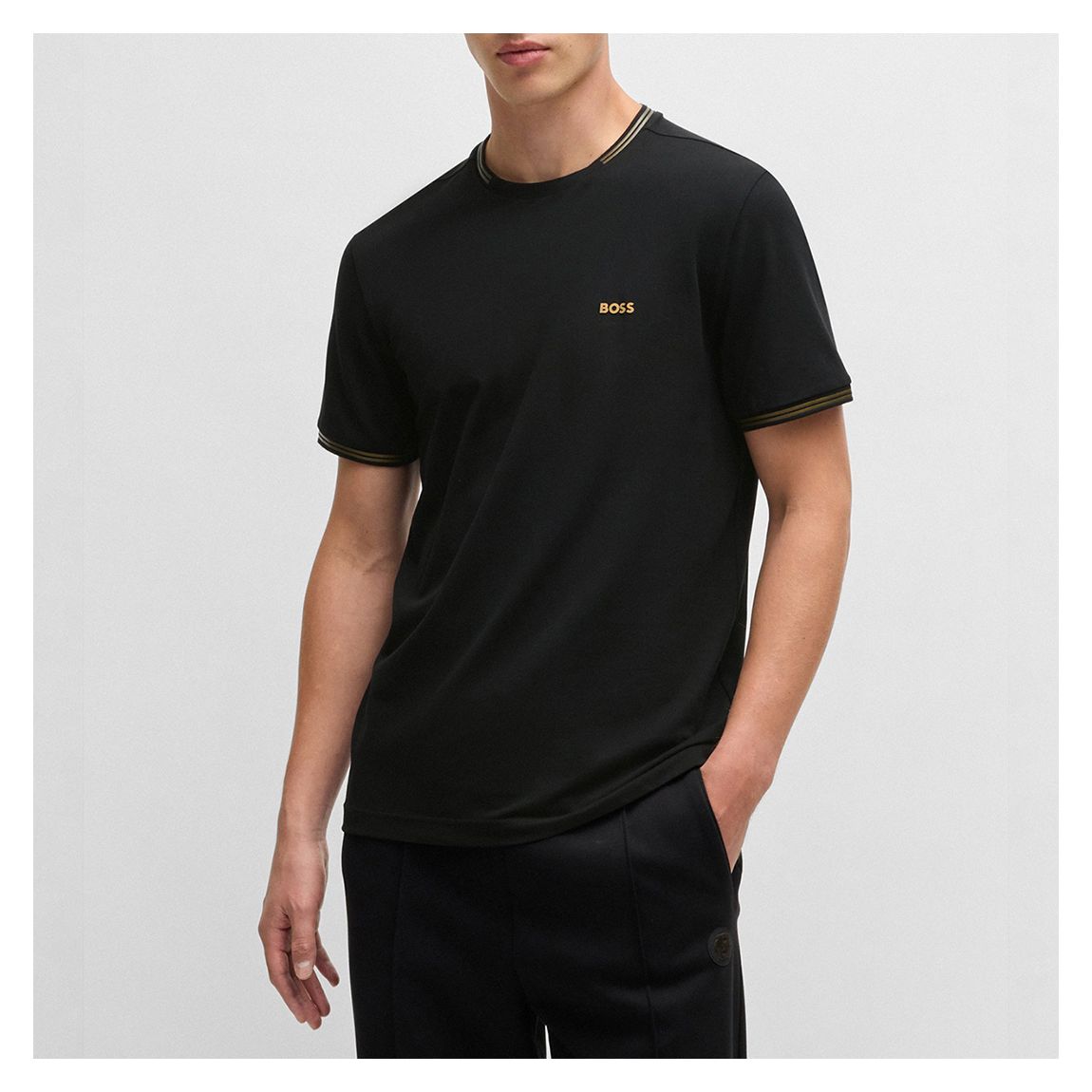 Navy Stripe Detail Cotton Blend T-Shirt main product photo