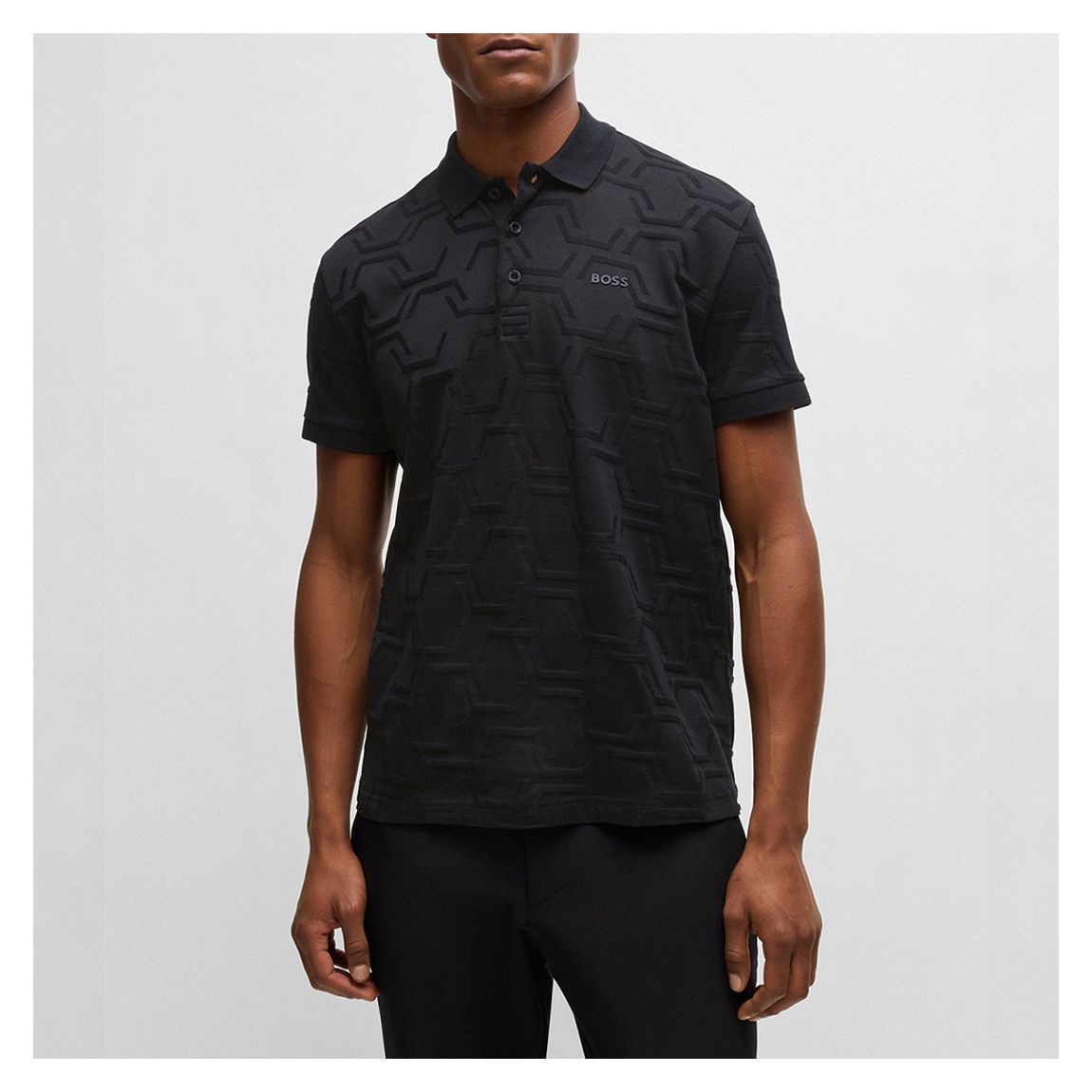 Black Paddy Hexaquilt Cotton Polo Shirt main product photo