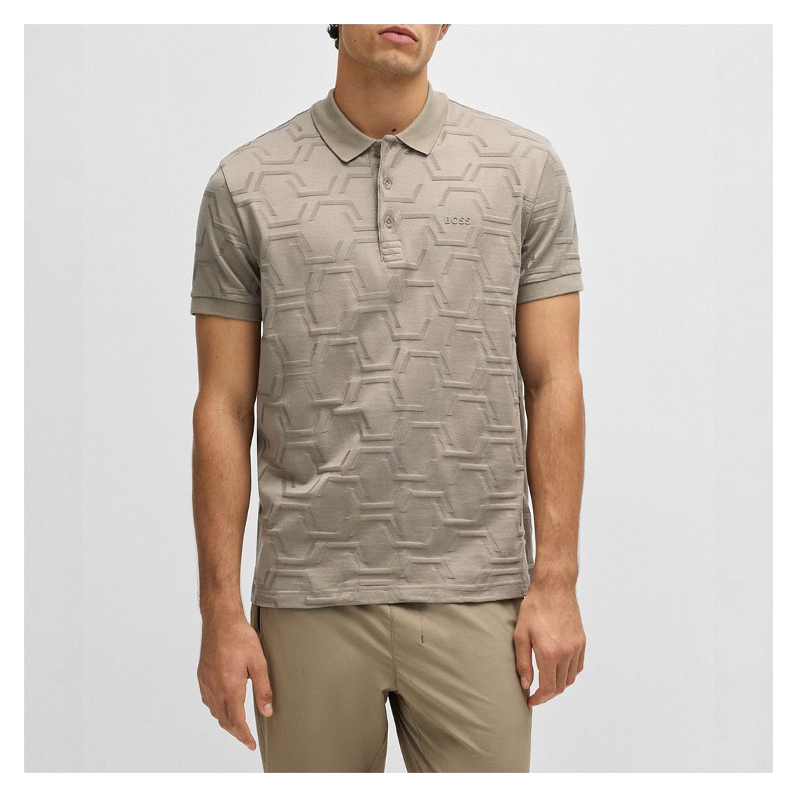 Beige Paddy Hexaquilt Cotton Polo Shirt main product photo
