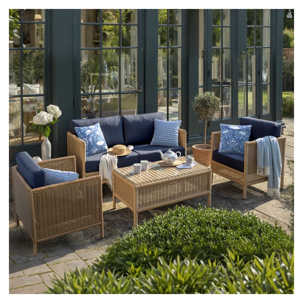 Vilamoura 4 Piece Garden Lounging Set in Oakley Denim main product photo