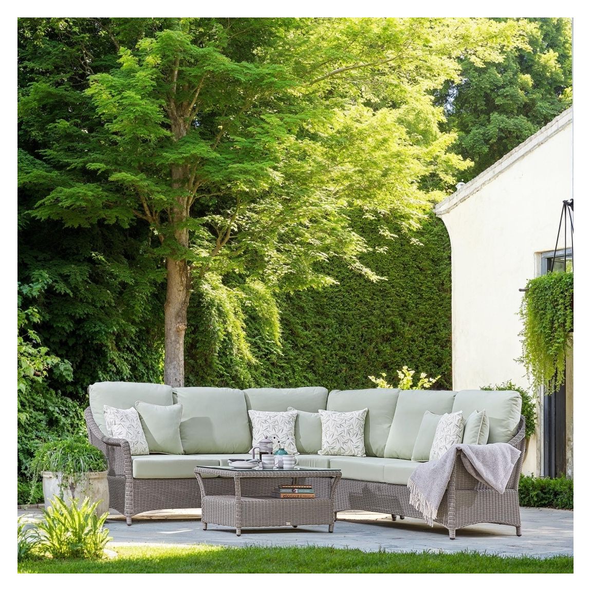 Bourton Corner Garden Seating and Coffee Table Set in Solis Mint main product photo