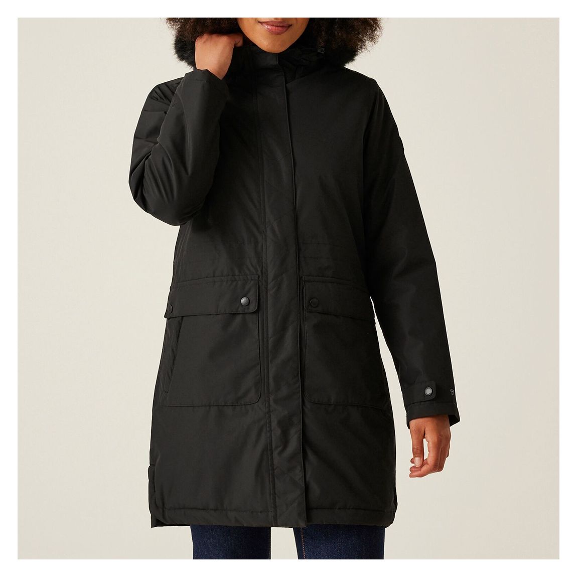 Black Sabinka II Fur Trim Parka Jacket main product photo