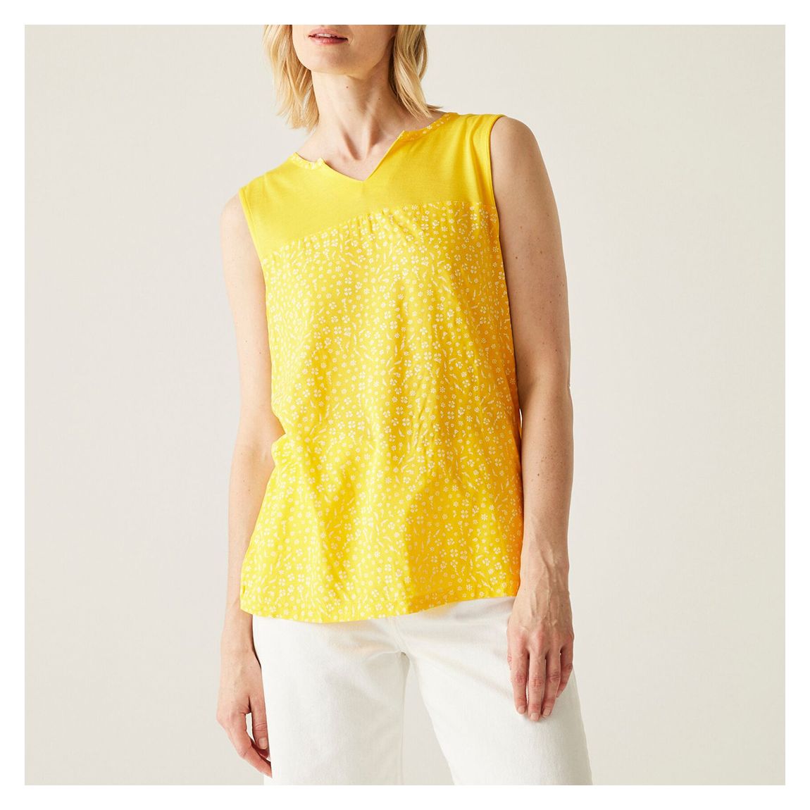 Yellow Printed Janessa V-Neck Top main product photo