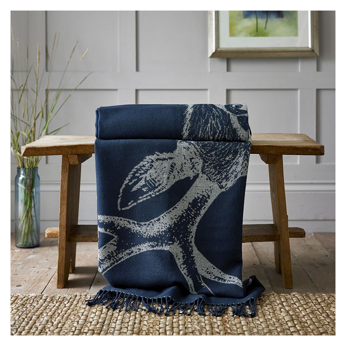 Stag 140x180cm Throw, Navy main product photo