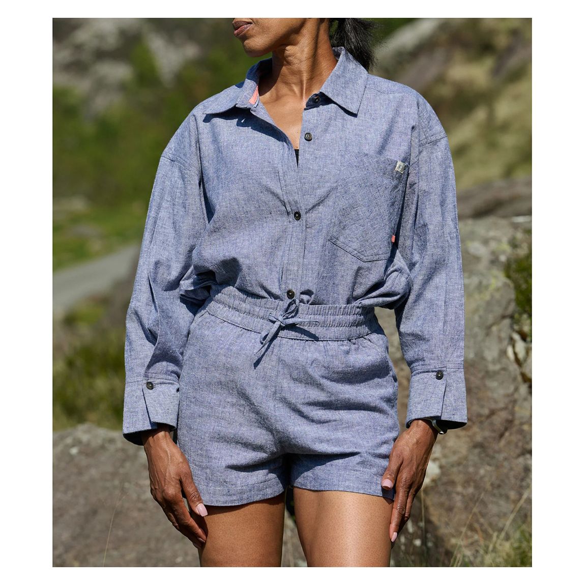 Cerulean Breeze Linen Blend Shorts main product photo