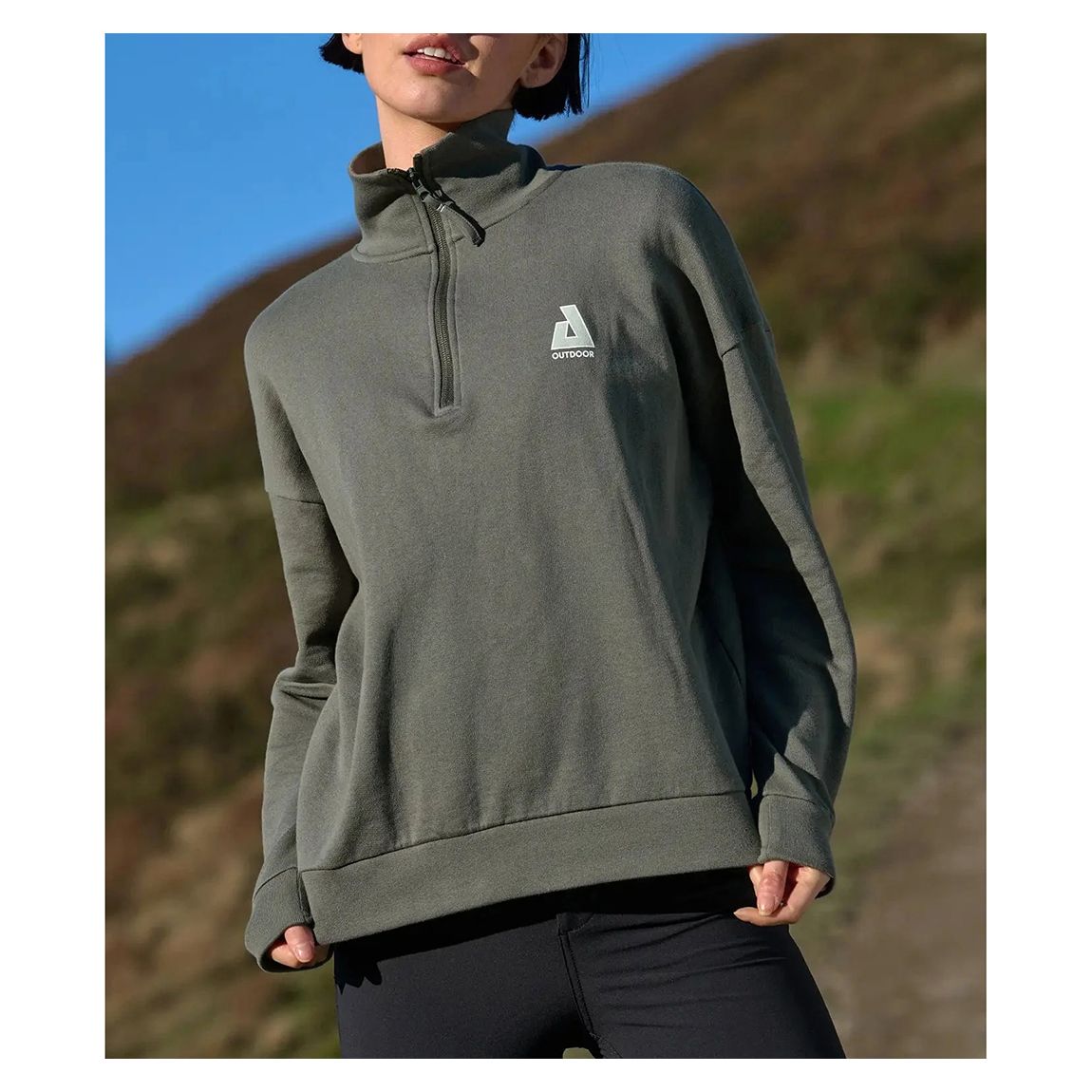 Khaki Retreat Quarter Zip Sweatshirt main product photo