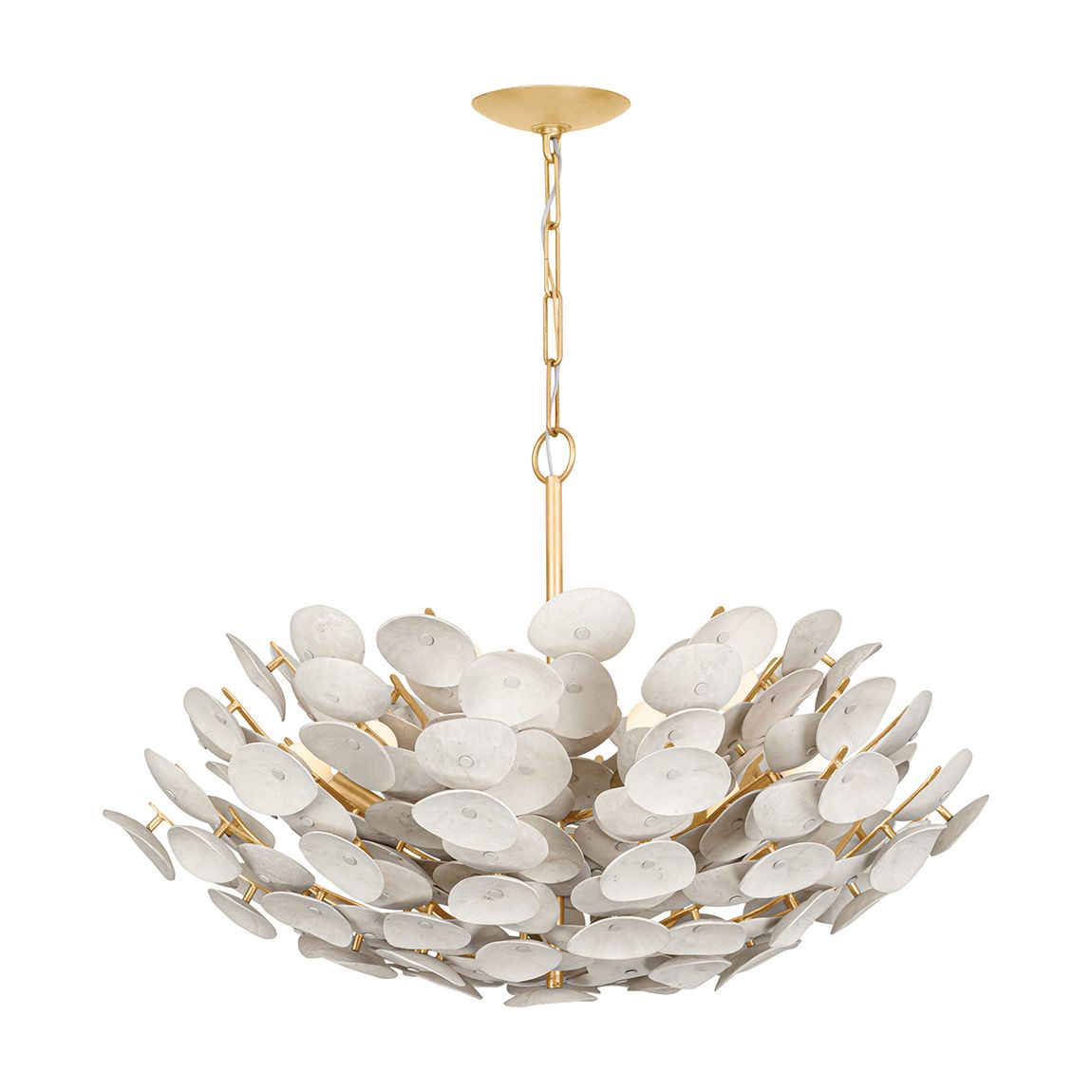 Aimi 9 Light Chandelier, White & Gold main product photo