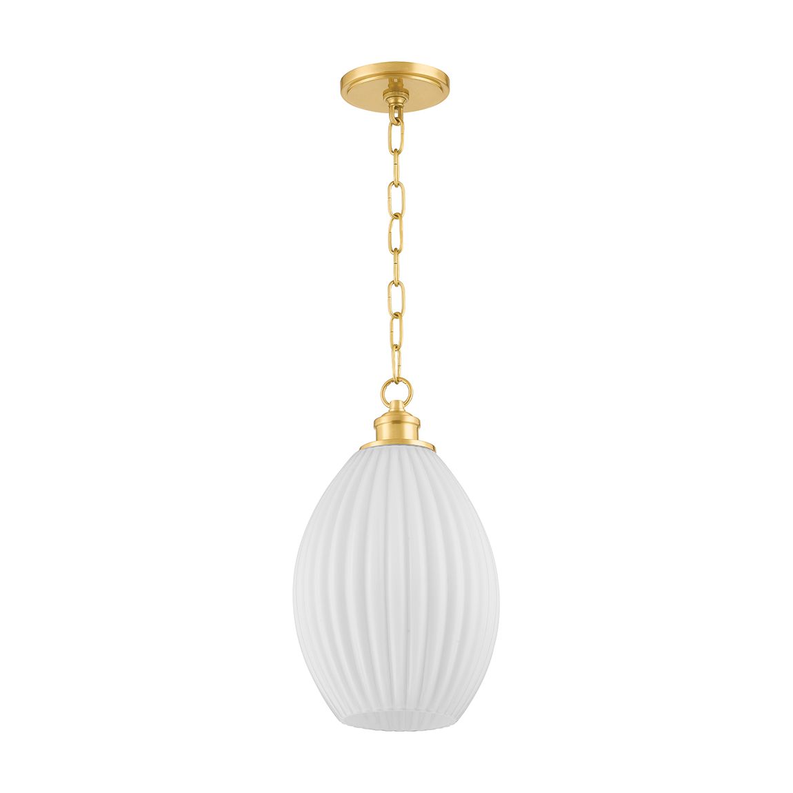 Hillary 1 Light Pendant, White & Gold main product photo