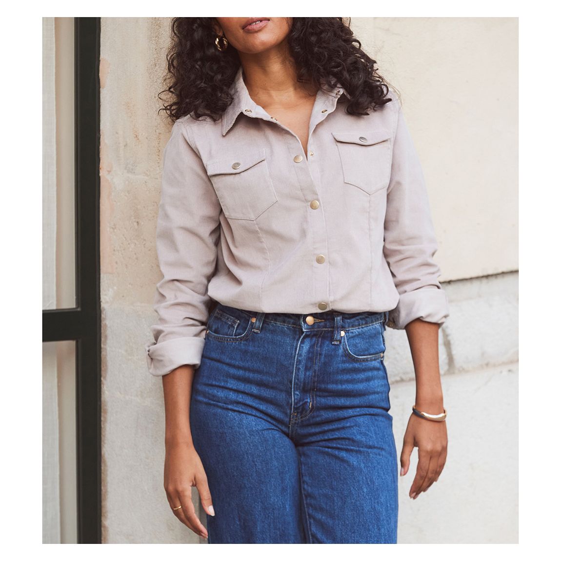 Taupe Corduroy Relaxed Fit Longline Shirt main product photo