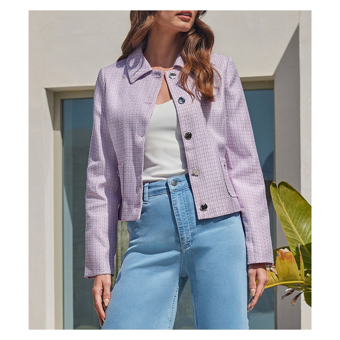 Lilac Boucle Collared Jacket main product photo