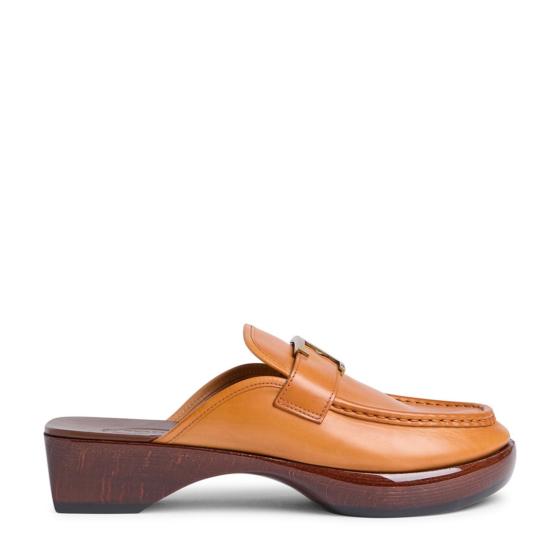 Women's Brown Leather Zoccolo Basso Heeled Mules main product photo
