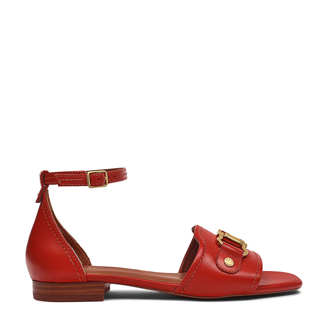 Red Linden Crescent Stirrup Strap Heeled Sandals main product photo