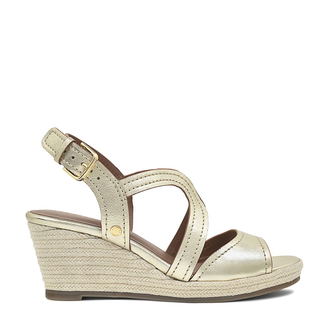 Gold Metallic Florence Close Wishbone Midi Wedge Sandals main product photo