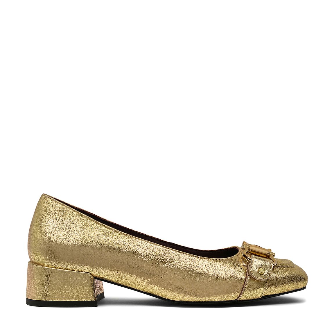 Gold Metallic Linden Gardens Stirrup Court Shoes main product photo