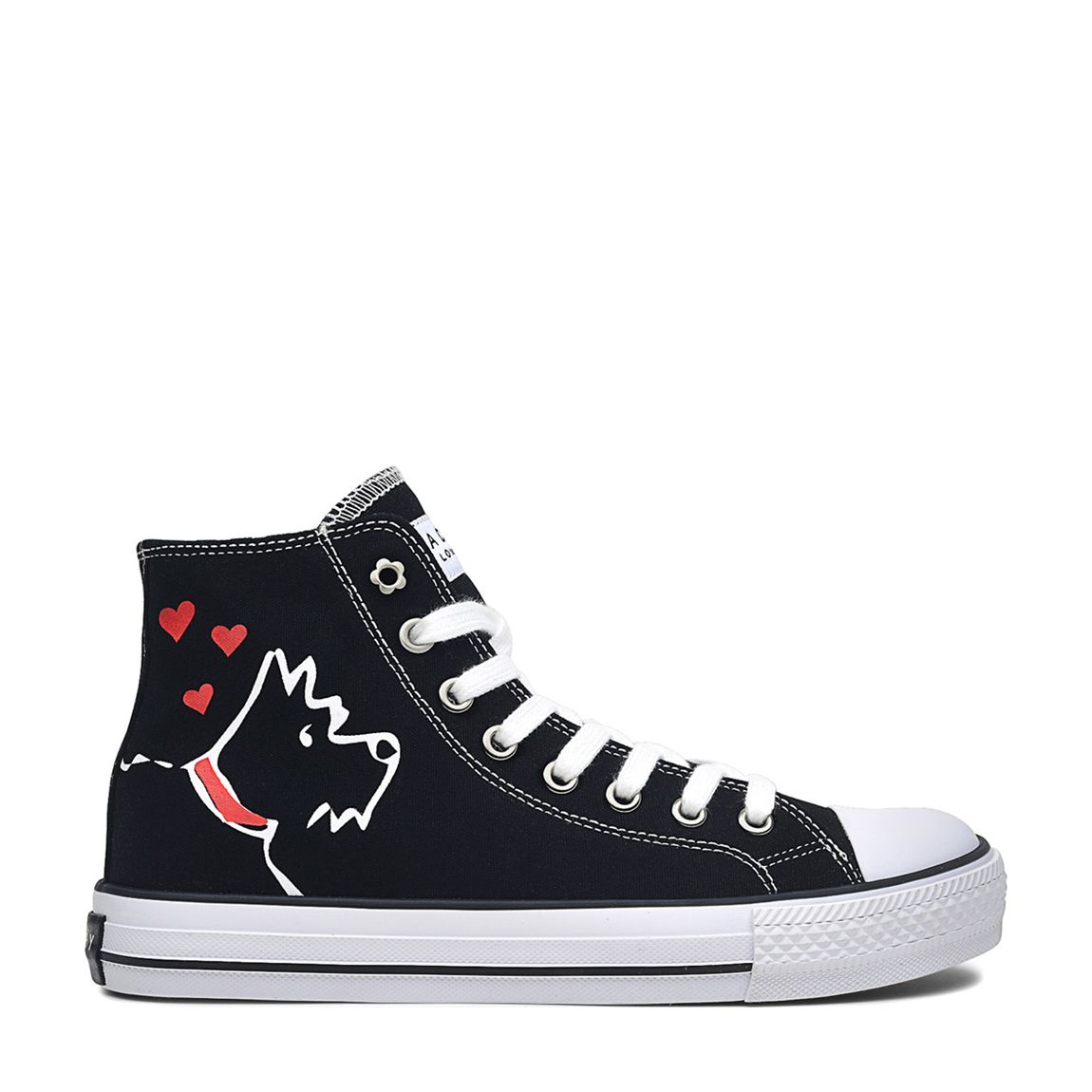 Black Canvas Heart Detail Hi-Top Trainers main product photo