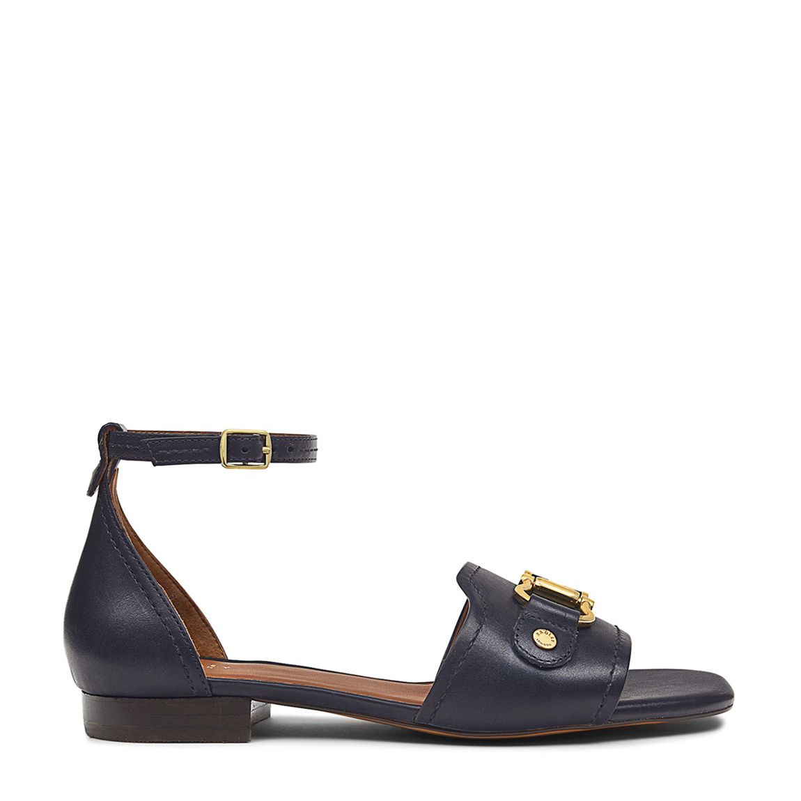 Navy Linden Crescent Stirrup Strap Flat Sandals main product photo