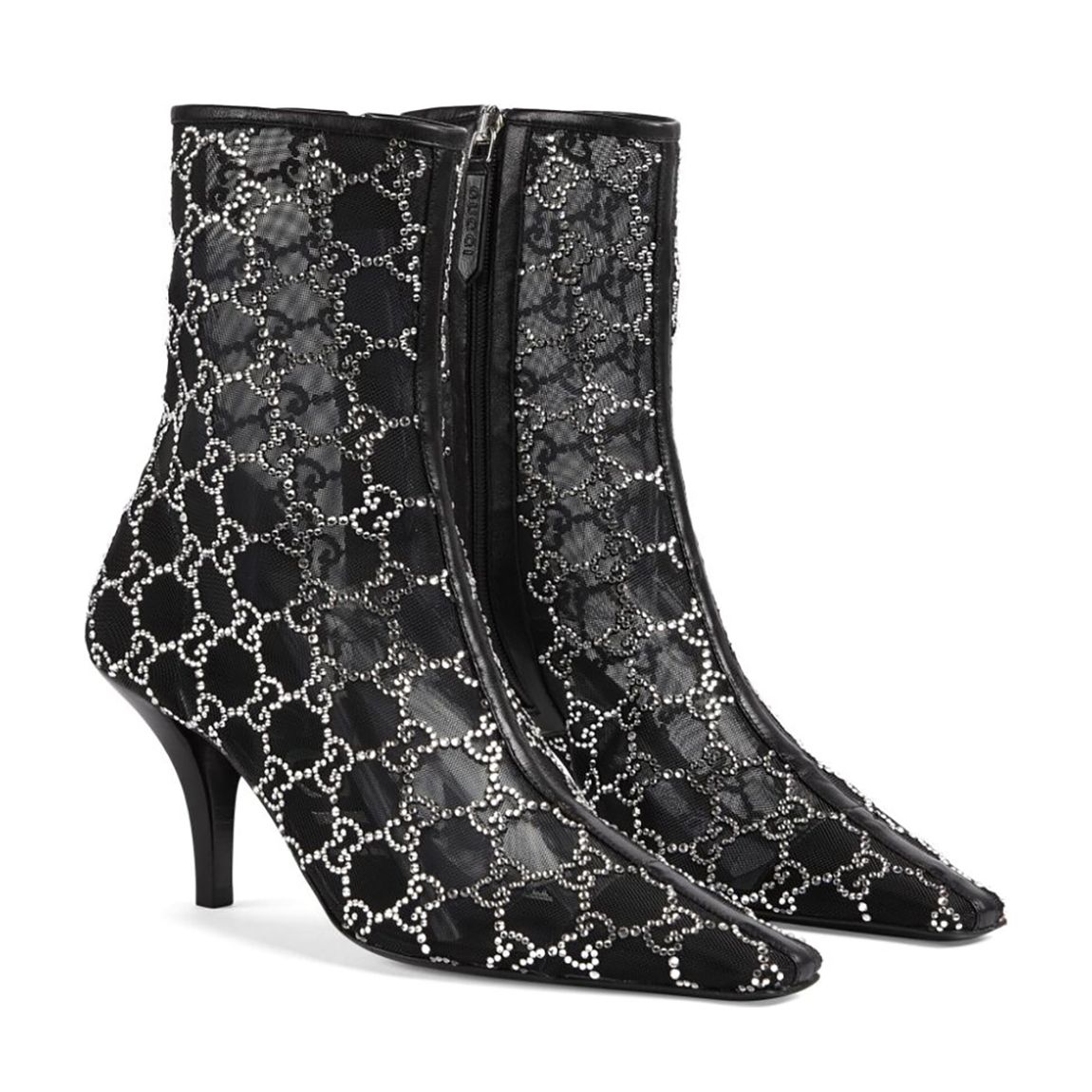 Black Heeled Mesh Ankle Boots main product photo