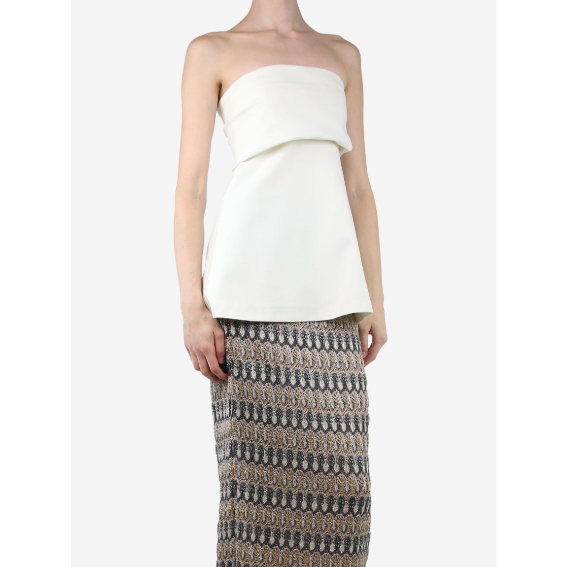 Cream layered strapless top main product photo