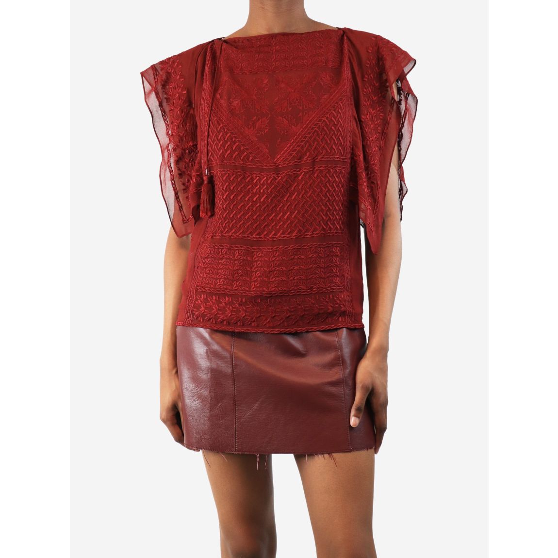 Isabel Marant Red embroidered silk top main product photo