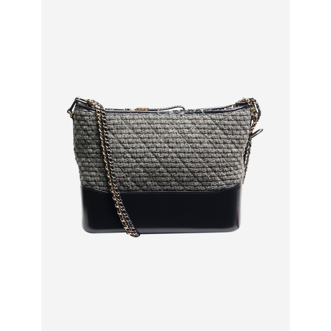 Navy and grey 2018 tweed mixed hardware Gabrielle bag main product photo