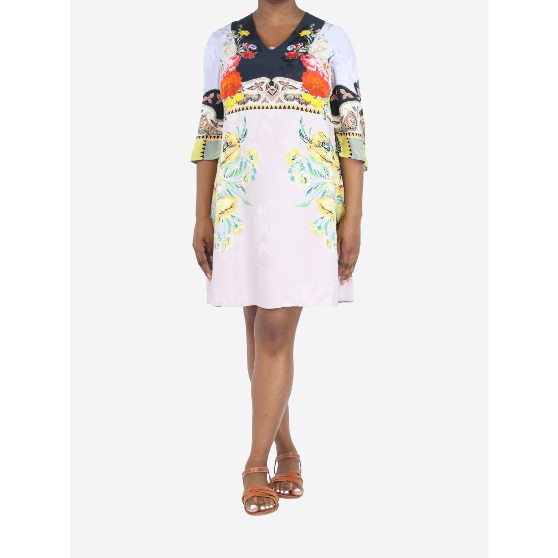 Lilac floral v-neck dress main product photo