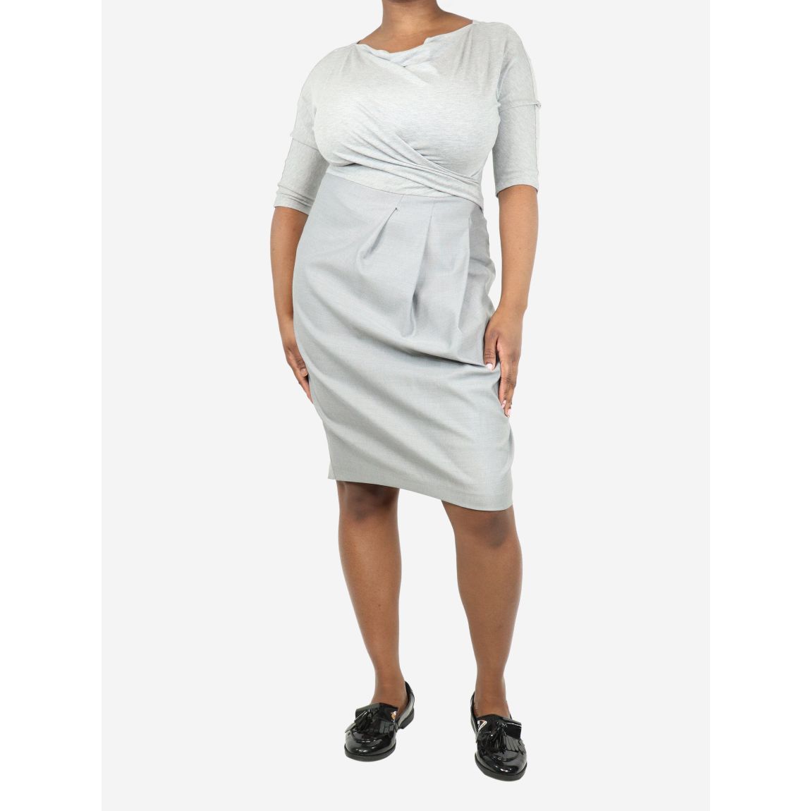 Grey jersey boat-neck dress main product photo