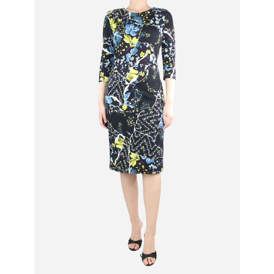 Black floral printed dress main product photo