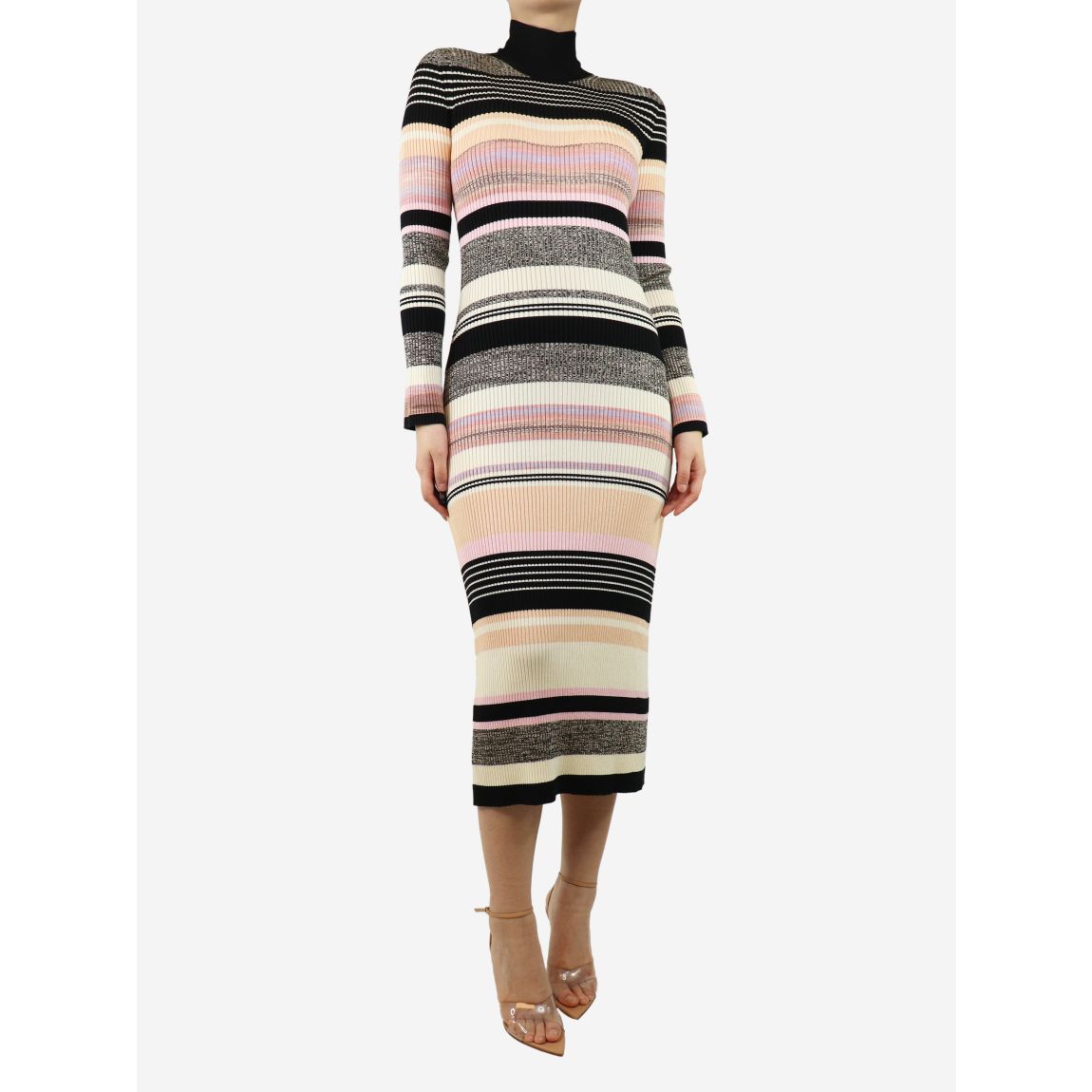 Multicolour striped knit midi dress main product photo