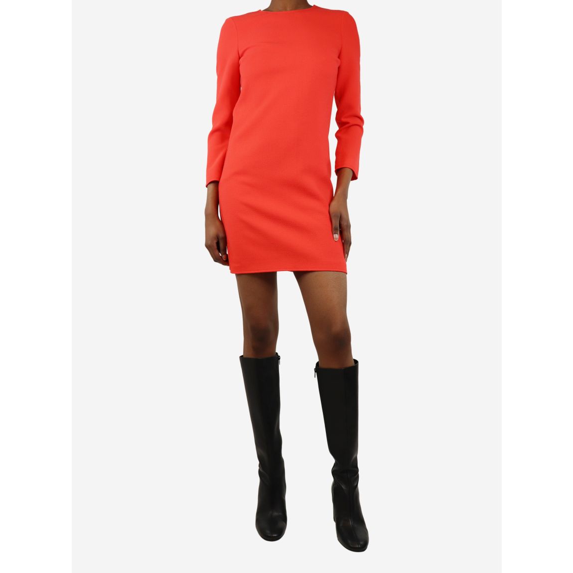 Coral wool crepe mini dress main product photo
