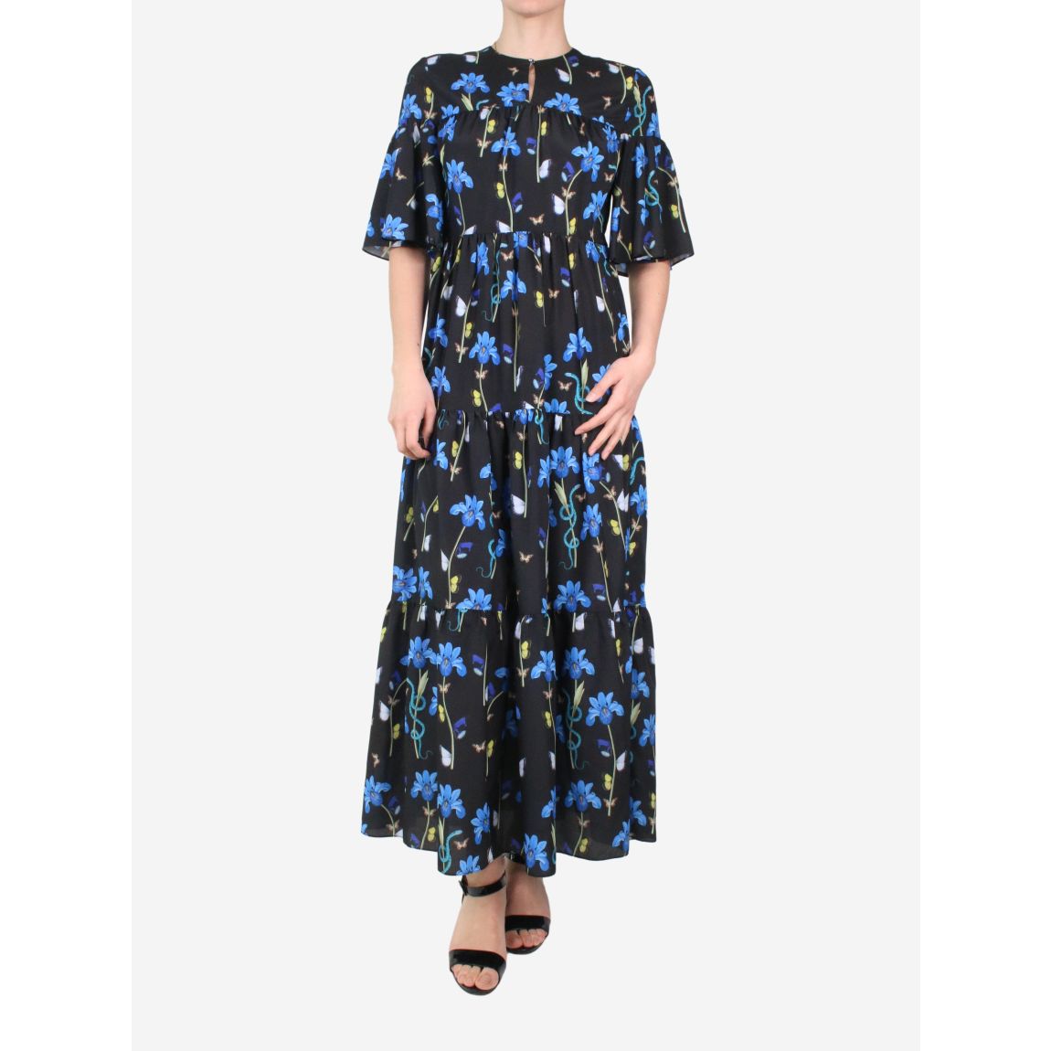 Black floral midi dress main product photo