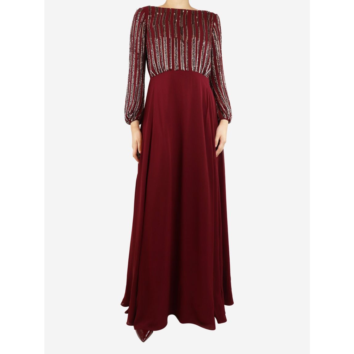 Red sequin long sleeved gown main product photo