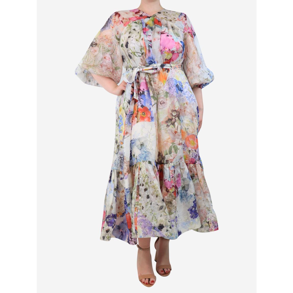 Multicolour floral printed midi dress main product photo