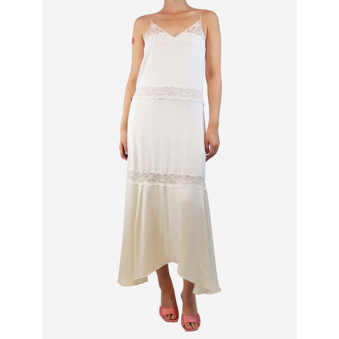 Cream lace midi dress main product photo